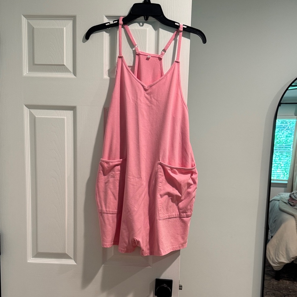 MATERNITY Pink Sleeveless Romper with Pockets